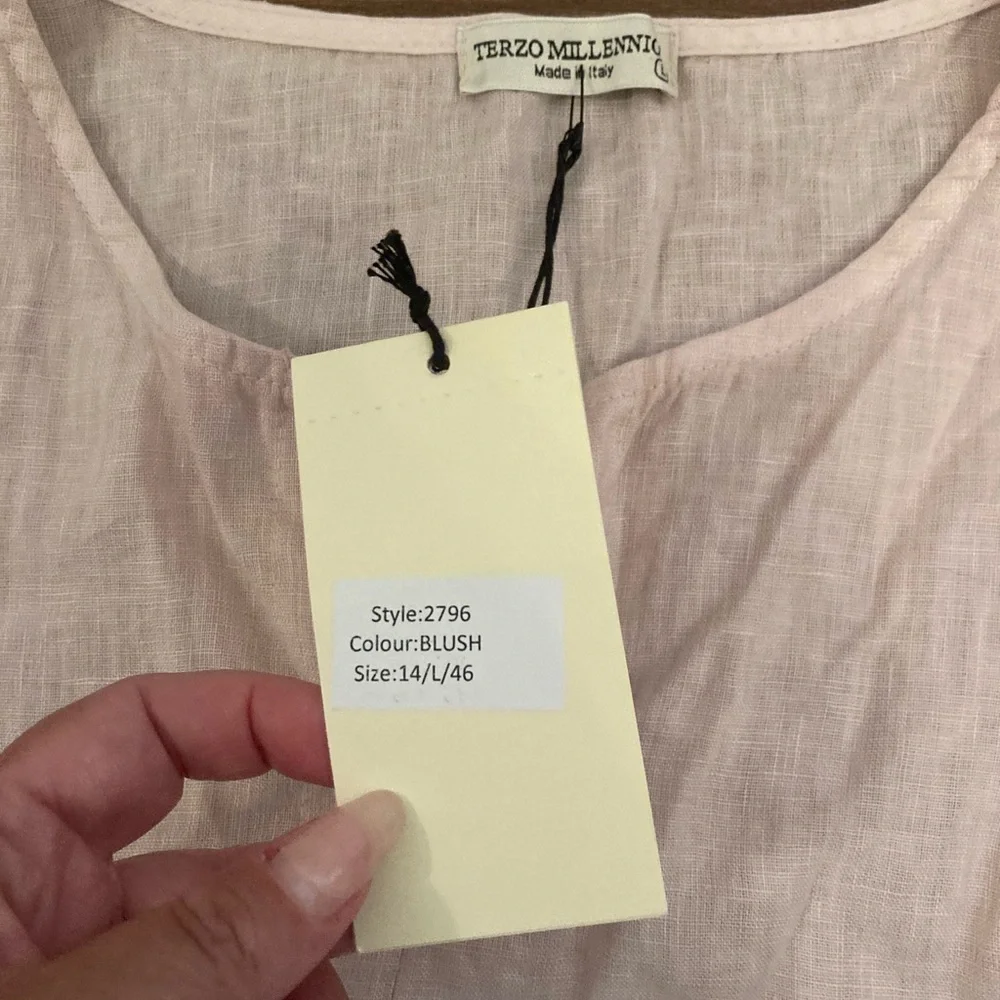 Terzo Millennio 100% Linen BlushPink ButtonUp Mini Dress Made in Italy Women’s L - Picture 7 of 13